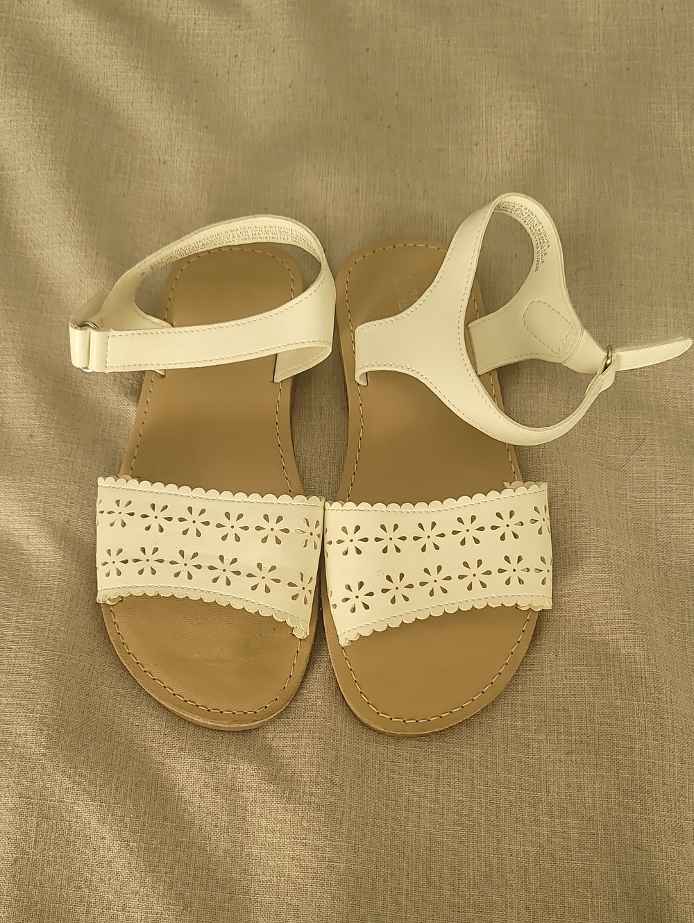 Girls Gymboree, Size 2, White Laser-Cut Ankle-Strap Sandals